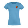 Tshirt femme bleu avec logo la Fabrique à Impros