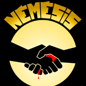Affiche du spectacle Nemesis, dessin de poignée de main